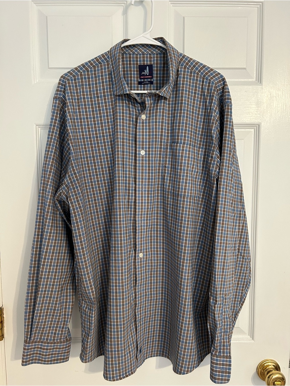 johnnie-O Newland Laguna Blue and Brown Plaid Button-Down Shirt